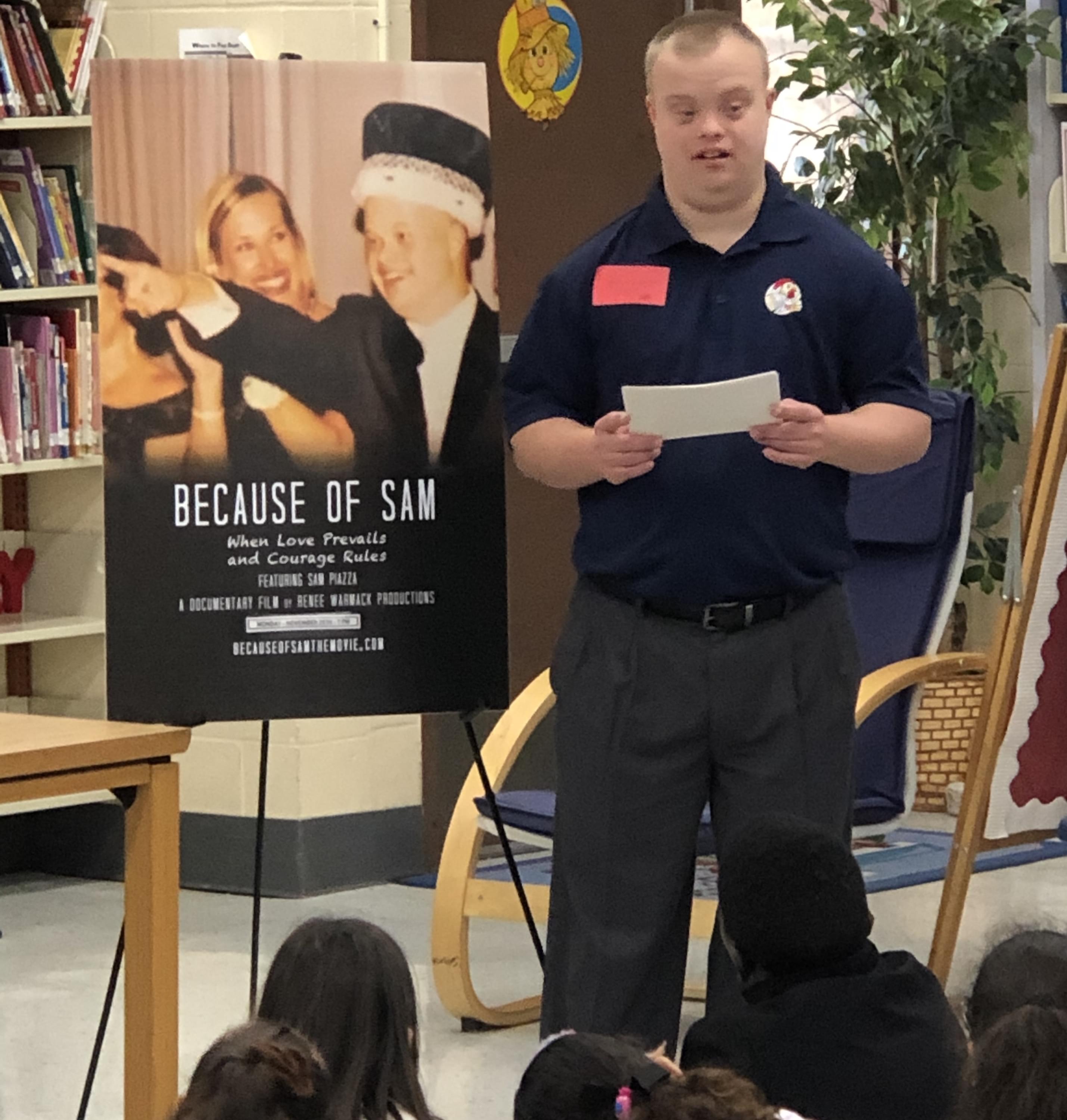 Sam Piazza speaking at Because of Sam Roadshow